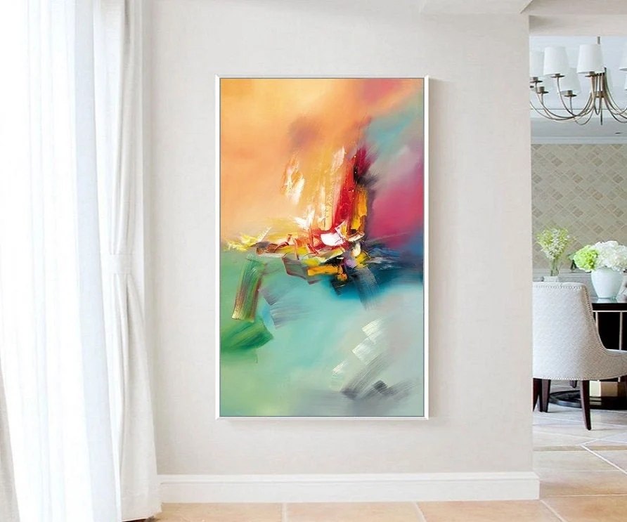White Oversized Days Entryway Abstract Canvas Artwork IYN08 wall art